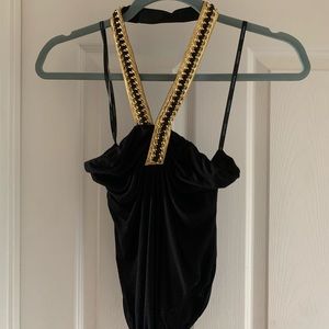 Gold chain halter